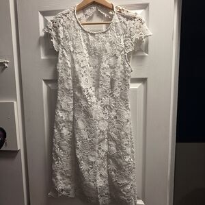 Lulu's White Sheath Mini Dress Flutter Sleeve Wedding/shower